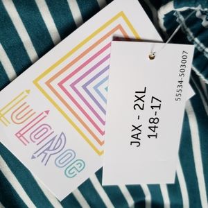 NWT Lularoe Jax 2XL Teal Blue & White Stripe